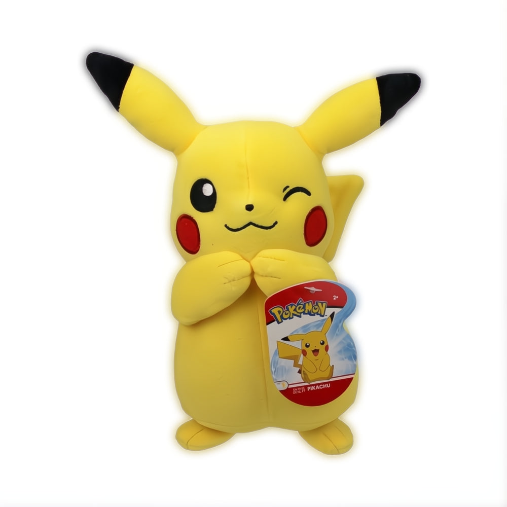 Pokémon Pikachu knuffel 20 cm met knipoog en pootjes voor zijn mond